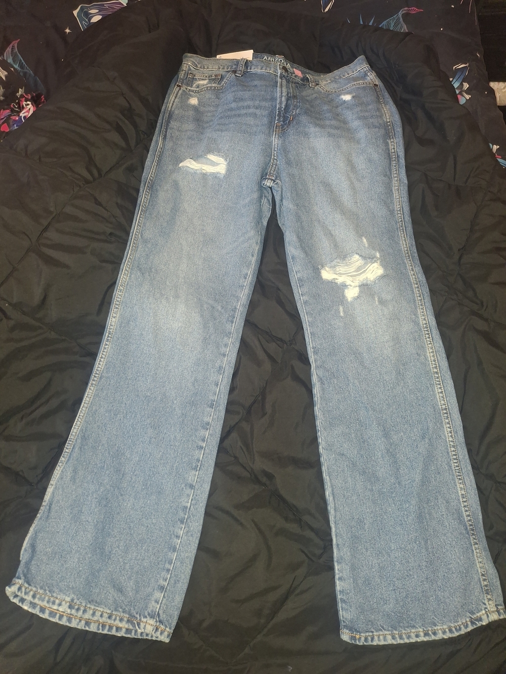 Arizona Jean Company Light Blue Flared Distressed Jeans